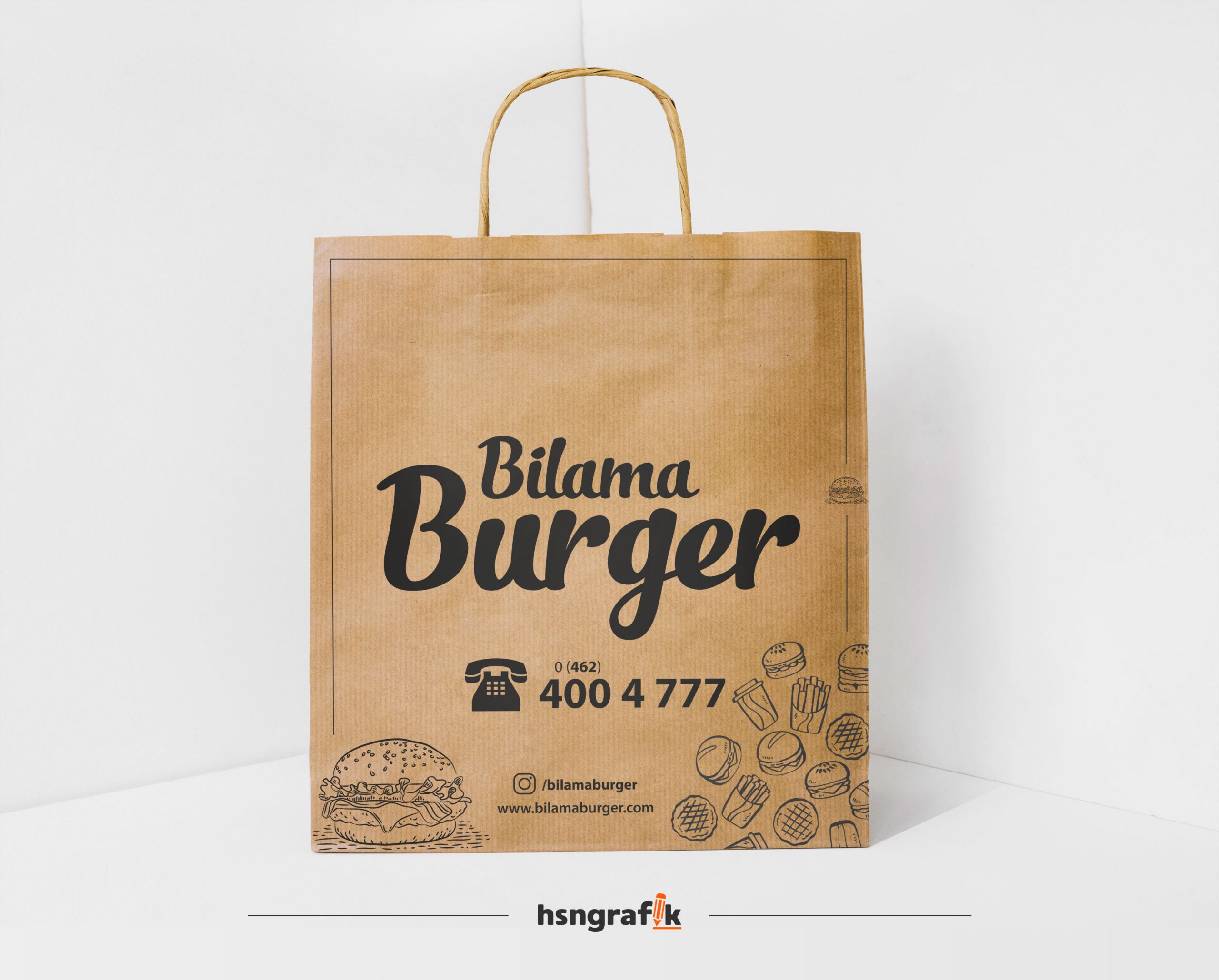 Bilama Burger Karton Çanta Tasarımı